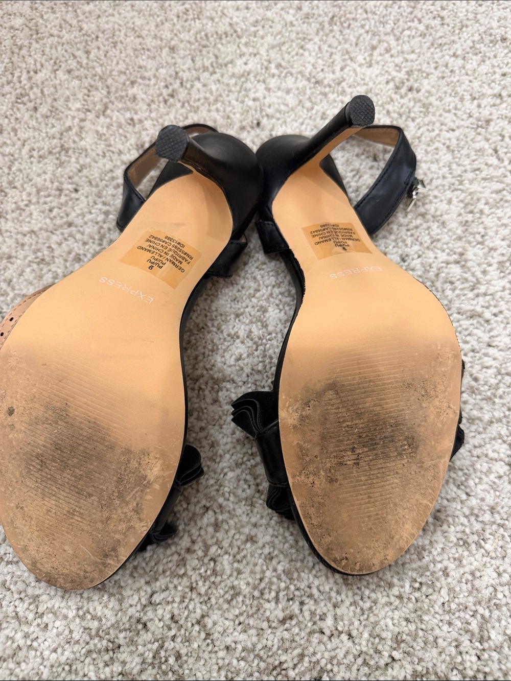 Express Black Ruffle Strap Heels - Picture 2 of 5
